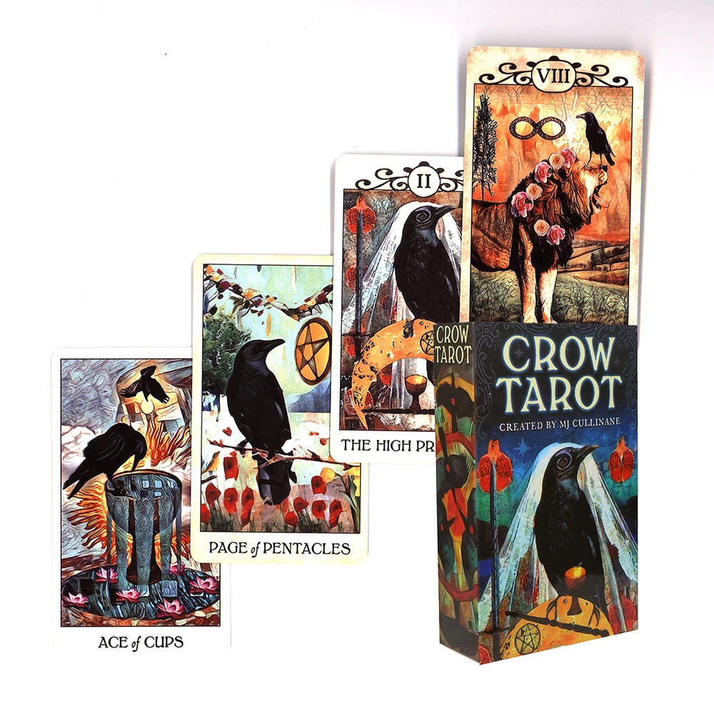 

In 2022 New Crow 0 Tarot Cards Divination Fate Game Affectional Oracle Deck Tarot Cards for Beginners with PDF Guidebook