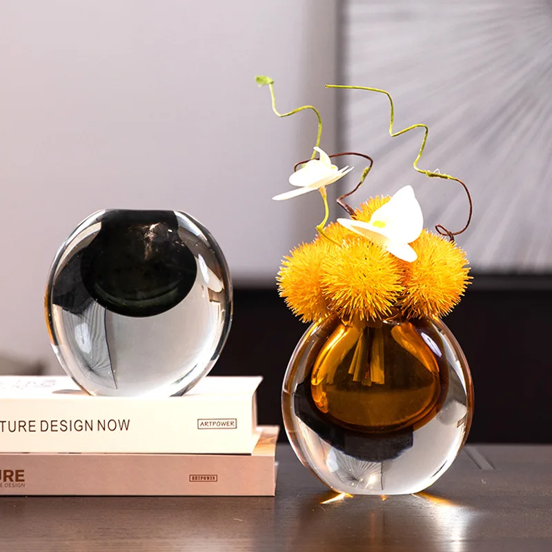 

Glass Vase Light Luxury Sample Room Soft Decoration Living Room Decoration Desktop Flower Arrangement Creative and Original Ital