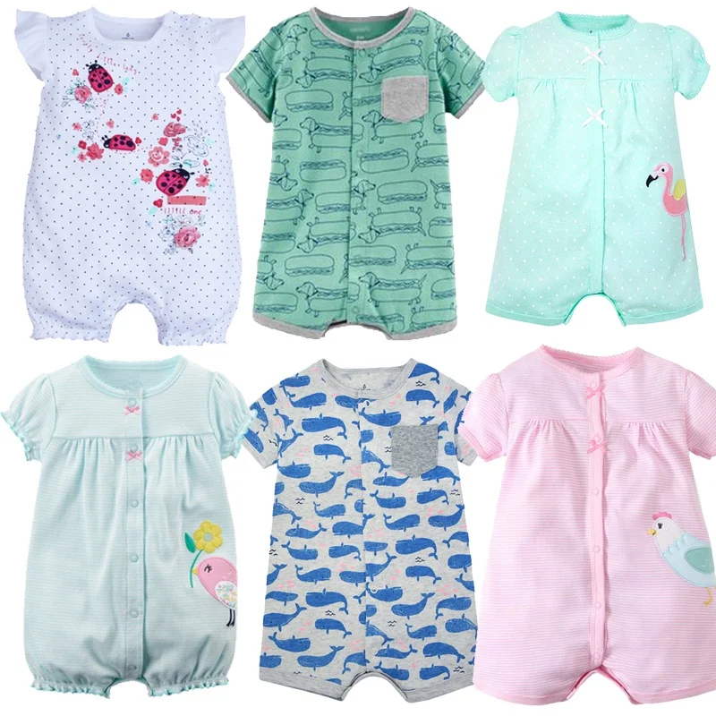 

Newborn Baby Cotton Romper One Piece Toddler Unisex Cute Short Sleeves Jumpsuits