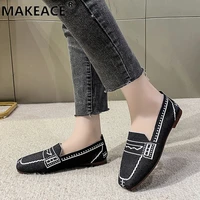 womens shoes summer flat shoes fashion knit breathable womens single shoes 2021 new soft sole loafers mom shoes beans shoes