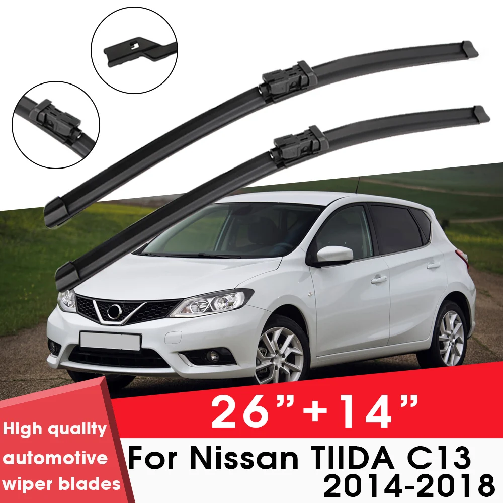 

Car Wiper Blade Blades For Nissan TIIDA C13 2014-2018 26"+14" Windshield Windscreen Clean Rubber Silicon Cars Wipers Accessories