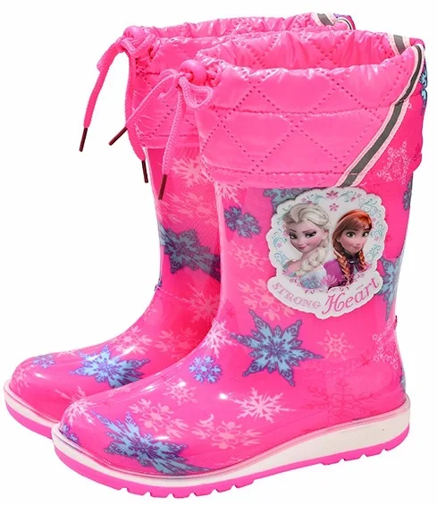 

Disney girls frozen rain boots frozen car boys girls sports bottom plus velvet removable shoes non-slip rain boots