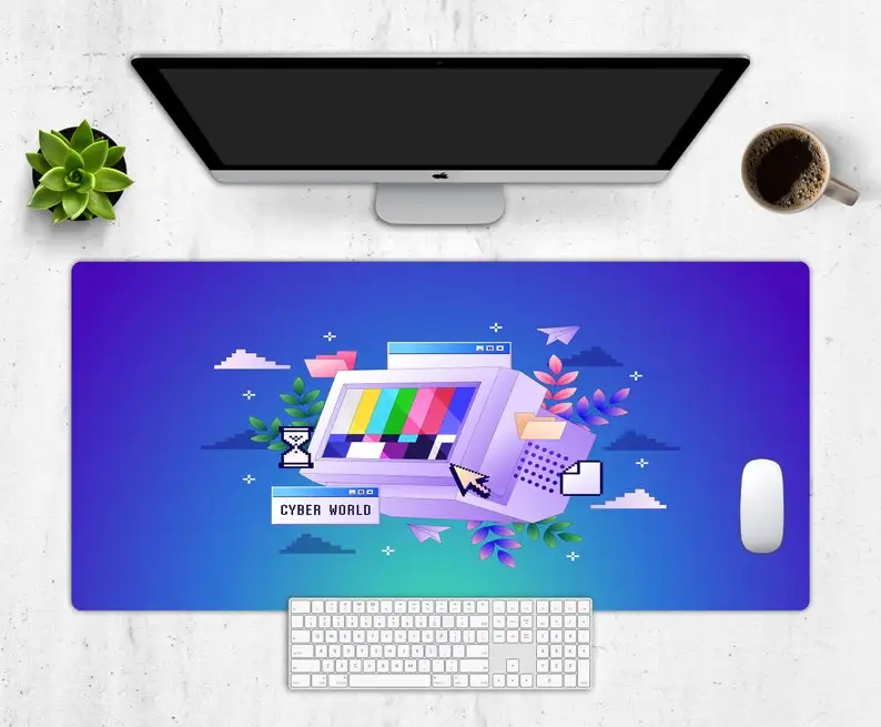 

Gradient Retro Computer Desk Mat, Extra Large Mouse Pad, Gaming Desk Mat, Vaporwave Desk Pad, Extended Desk Topper, Cute Modern