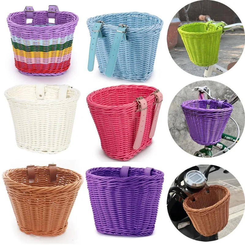 Велосипедная корзина из ротанга Тканое хранилище для велосипеда передняя на