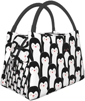 cute black white penguin lunch bag insulated lunch box meal prep cooler tote for picnic camping work travel