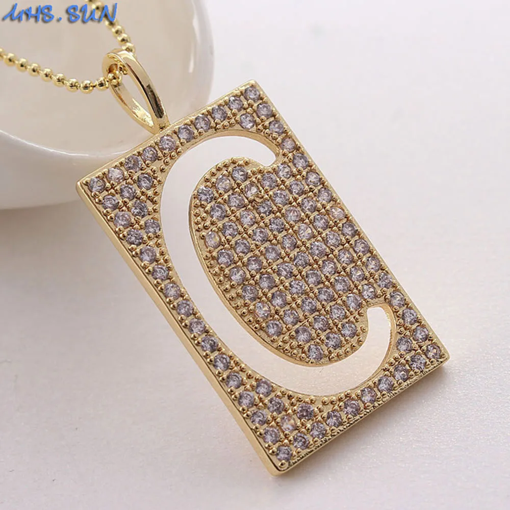 

MHS.SUN Fashion A-Z Letter Necklace With AAA Cubic Zircon Jewelry Women/Men 26 Alphabet Chain Necklace Choker For Party Gift