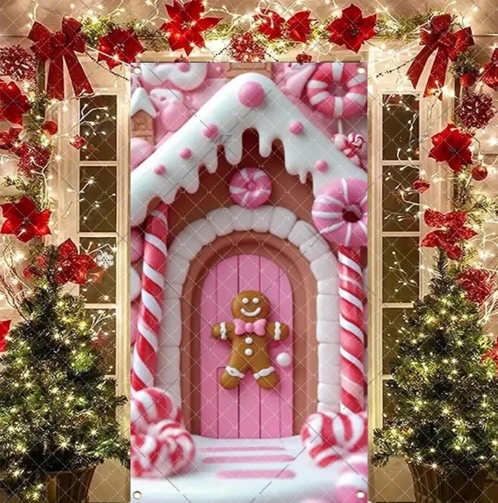 

Мультфильм милый пряничный человечек тематический фон украшения для рождественской вечеринки фон для магазина конфет снежный пейзаж принадлежности для фотосъемки