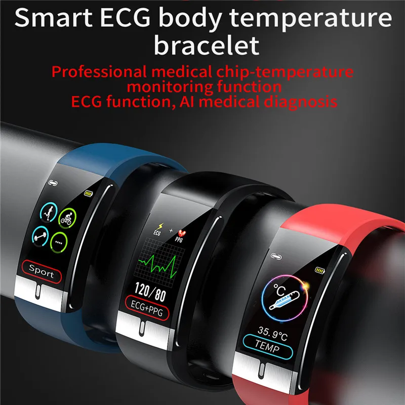 Premium E66 Smart Watch ECG Temperature Measurement Heart Rate Blood Pressure Oxygen Wristband Health Fitness Bracelet Band