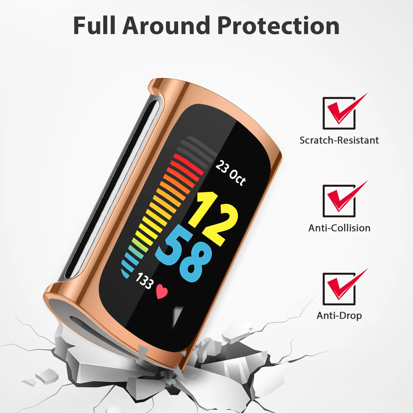 Screen Protective Case For Fitbit Charge 3/Charge 5 Cover Soft TPU Watch Full Cover Protector Bumper Shell For Fitbit Charge 5 3