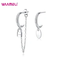 new trendy 925 sterling silver asymmetry couple stud earring heart oval lock shape charms male female accessories jewelry