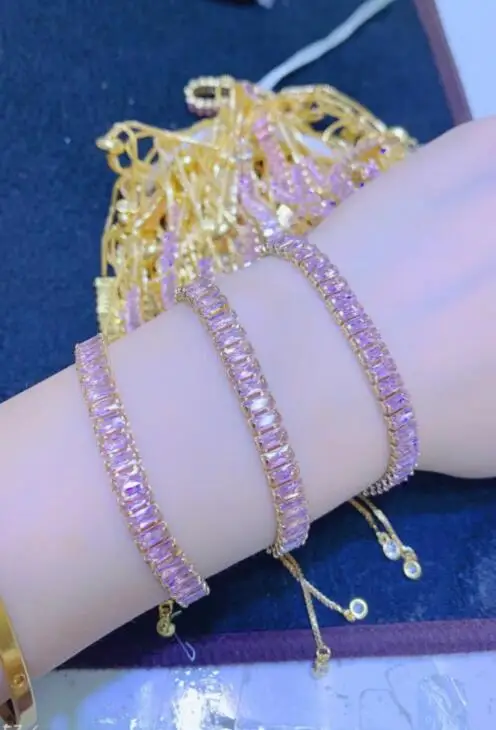 

1 шт. золотые и розовые браслеты из меди с фианитами df3a