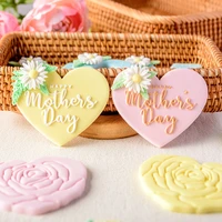 mothers day mold cookie stamp rose love acrylic cookie cutters fondant biscuit mold diy pastry baking tool accessories