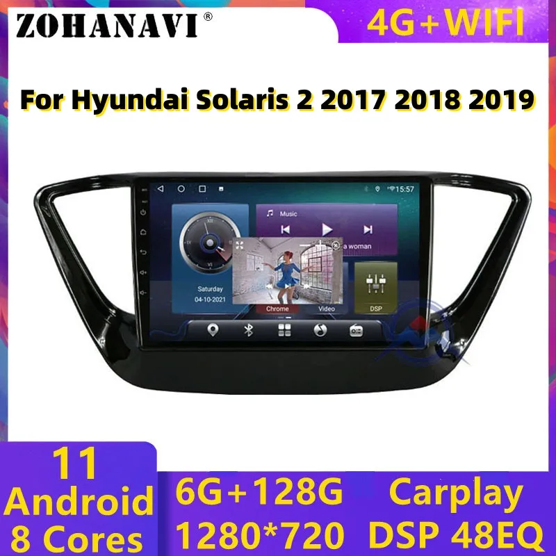 Автомагнитола Carplay Android для Hyundai Solaris 2 2017 2018 2019 автомобильное радио магнитофон