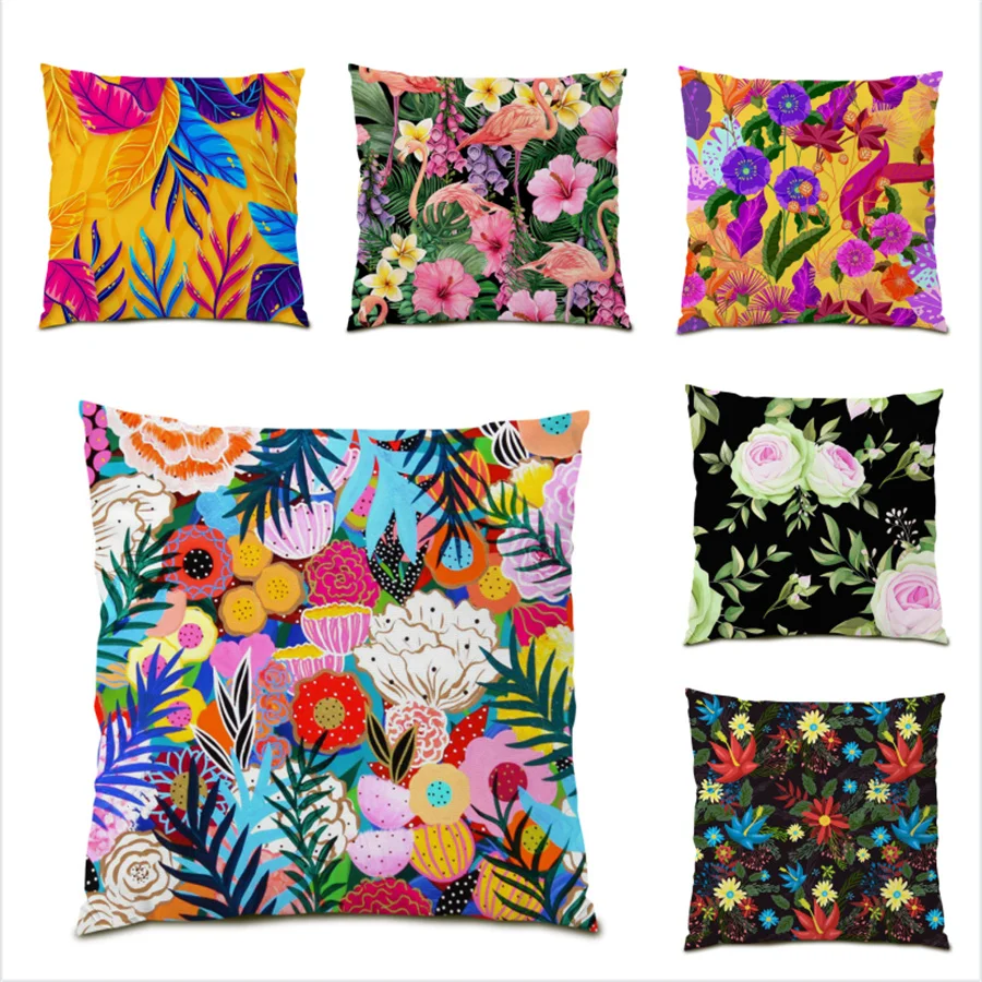 

Velvet Fabric Pillowcase Polyester Linen Pillow Covers Decorative Cushion Home Fashion Flower 45x45 Cushions Covers Cover E0730