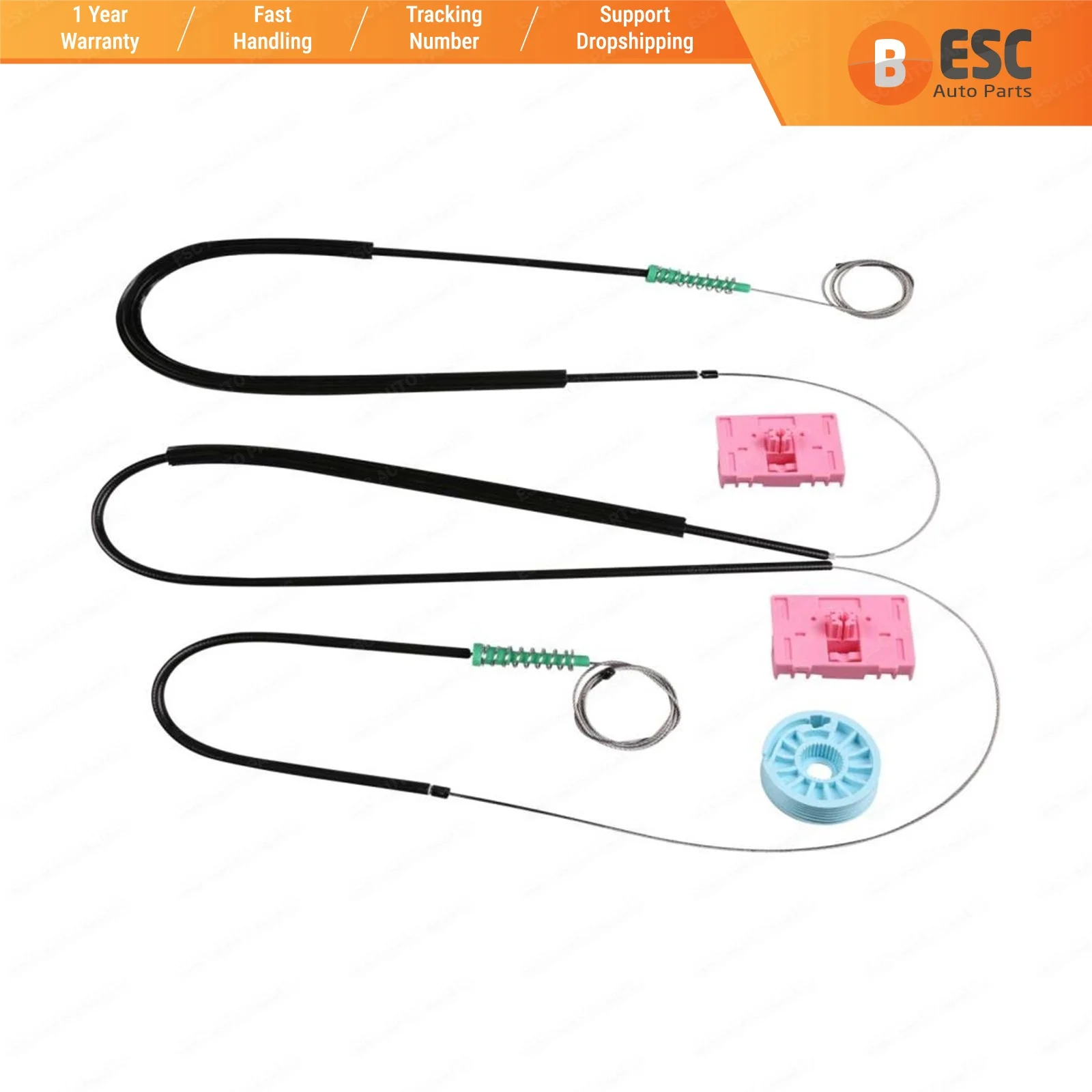 

ESC Auto Parts EWR650 Electrical Power Window Regulator Repair Kit Front Right Door for Audi A6 C6 Typ 4F 2004–2011 4/5 Door