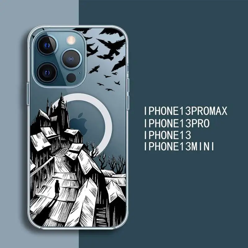 

Building Painting Line Draft Phone Case For iPhone 13 12 Mini Pro Max transparent Super Magnetic MagSafe Cover