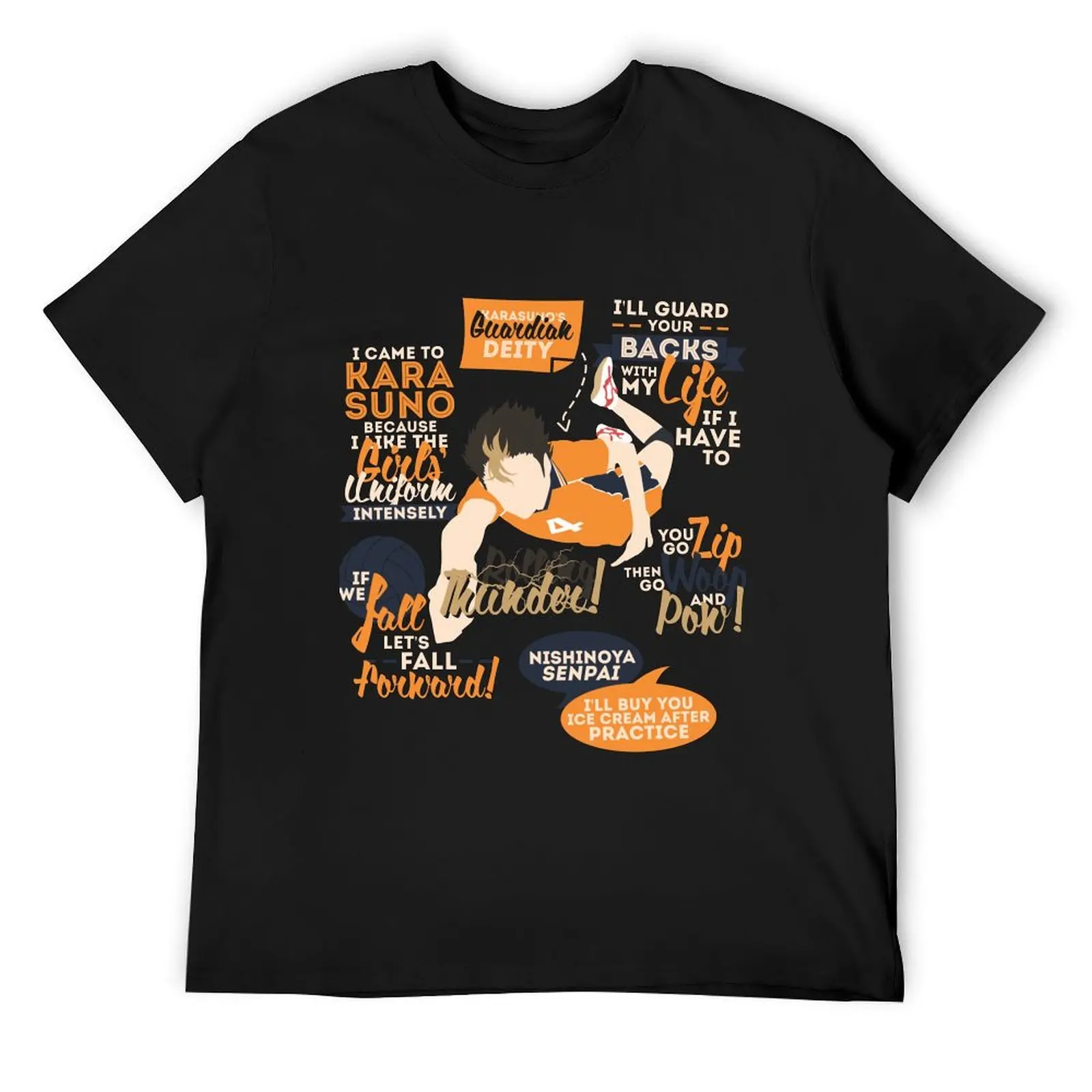 Футболка с цитатами Nishinoya рубашки рисунком уличная одежда футболка на заказ