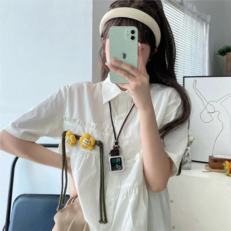 Leather Strap for Apple Watch Ultra Band 49mm 44mm 40mm Necklace Correa 38mm 42mm Bracelet iWatch Series 8 7 6 5 4 3 2 45mm 41mm