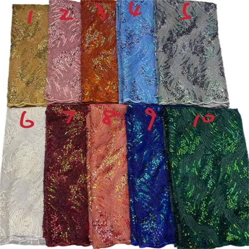 Новая розовая кружевная ткань с блестками 2019, высококачественная ткань с блестками, свадебная французская Тюлевая кружевная ткань, нигерийский Свадебный стиль
