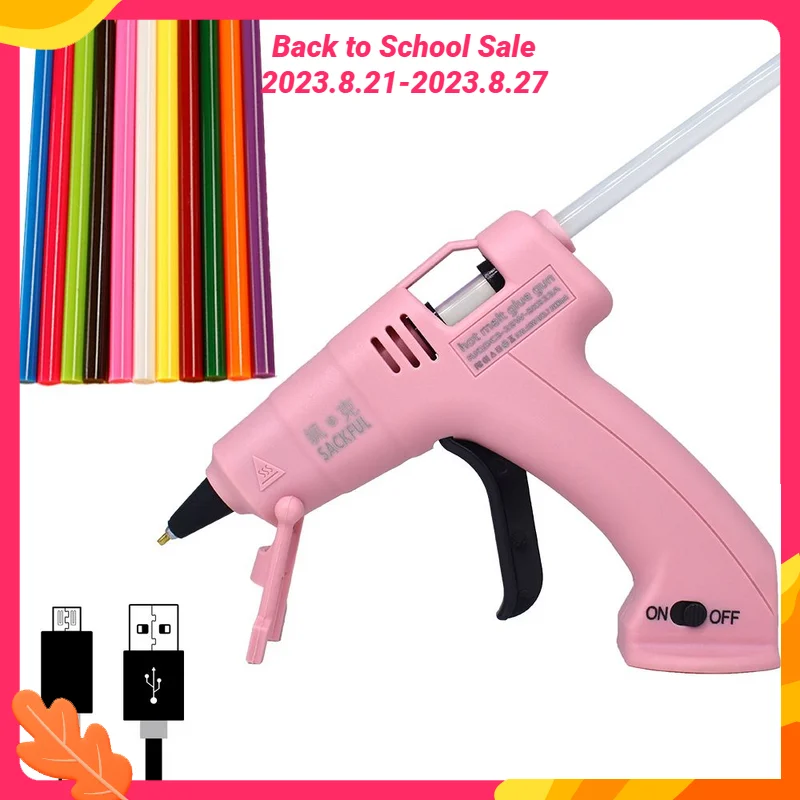 Cordless Hot Melt Glue Gun Child Hand Crafts Home DIY Repair Use 7mm Glue Stick Wireless Glue Gun 3.6V 2000mAh 60 min use time