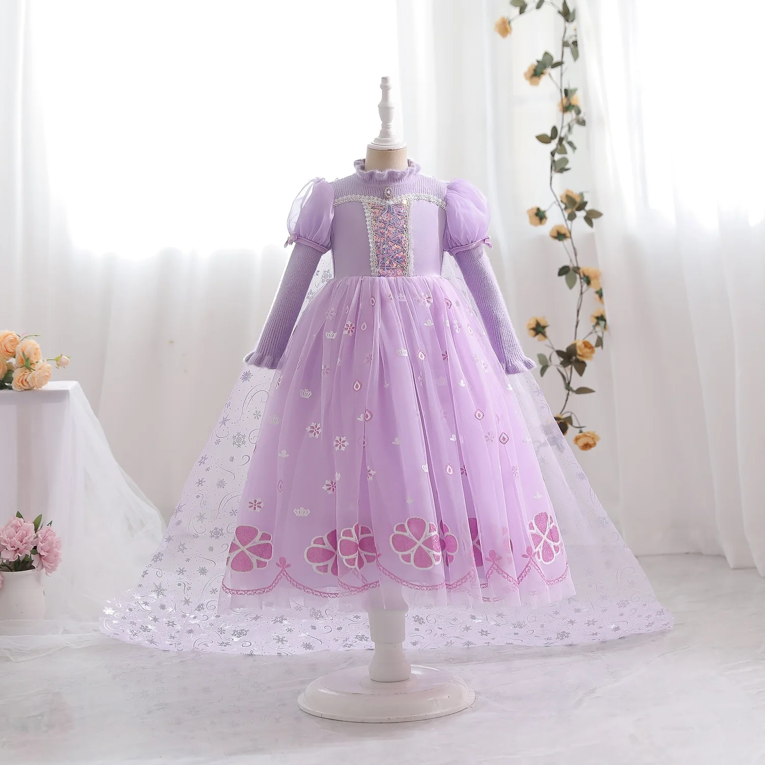 

2022 Korean Kids Autumn Winter Ball Gowns Knitted Dress Children's Clothing Knitwear Young Girls Dresses for Elegant Girl Party