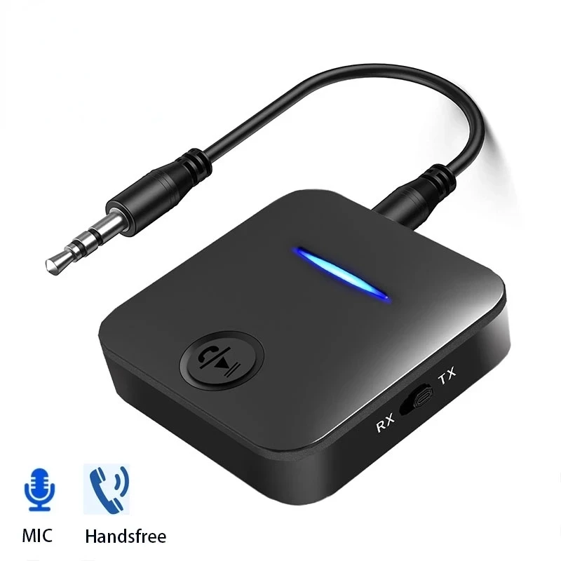 

5.0 Audio Transmitter Receiver 3.5mm AUX Jack Stereo Music Wireless Adapter Handsfree For Car Speaker PC TV Headphone