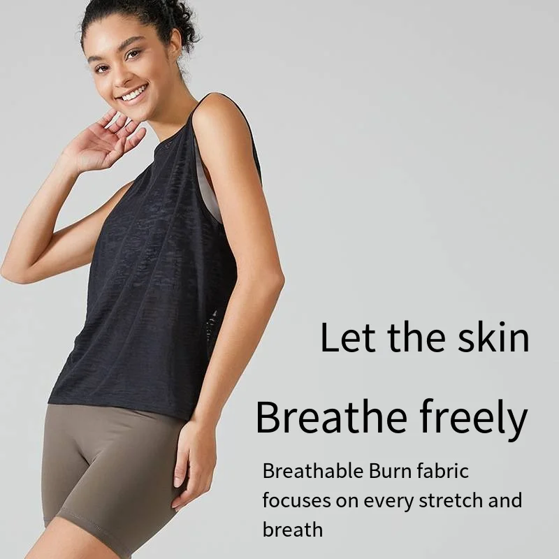 Summer Women Sport Vest Thin Loose Yoga Shirt Breathable Running Sleeveless T-shirt Forked Gym Workout Fitness Top Blouse Female