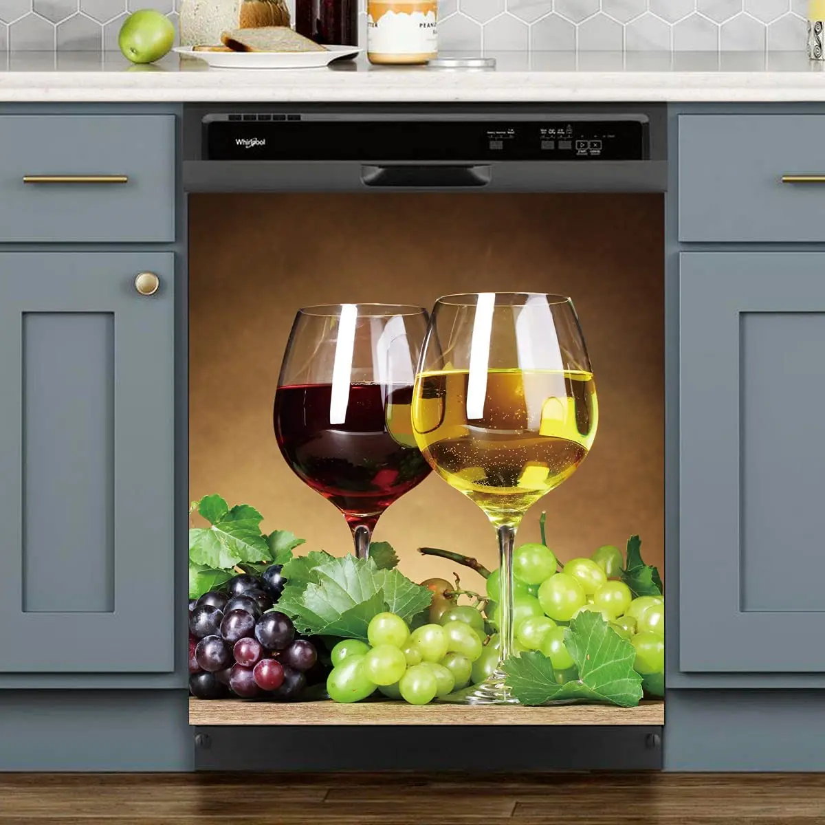 

Wine Bottle Kitchen Dishwasher Sticker Magnetic Panel Decal Kitchen Decoration Wine Glass Food 23 W x 26 H inches
