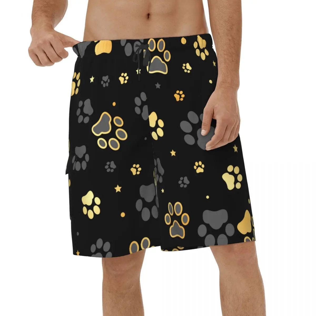 

Casual Shorts Gold Dog Paw Summer Men's Briefs Animal Men Swimwear