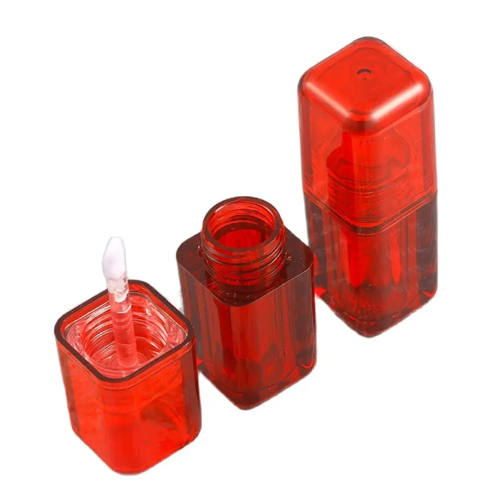 

New Arrival 4.5ml Square Fat Lip Gloss Containers Tube Red Makeup Lip Glaze Bottle Lipgloss Wand Tube