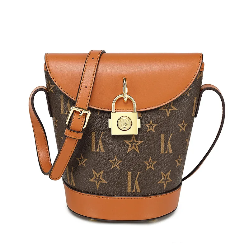 

KUROYABU Simple Leisure Printing Bucket Bags Chic Large Cpacity Leather Bags Fashion Trend Crossbody Shoulder Bags Bolsas Mujer