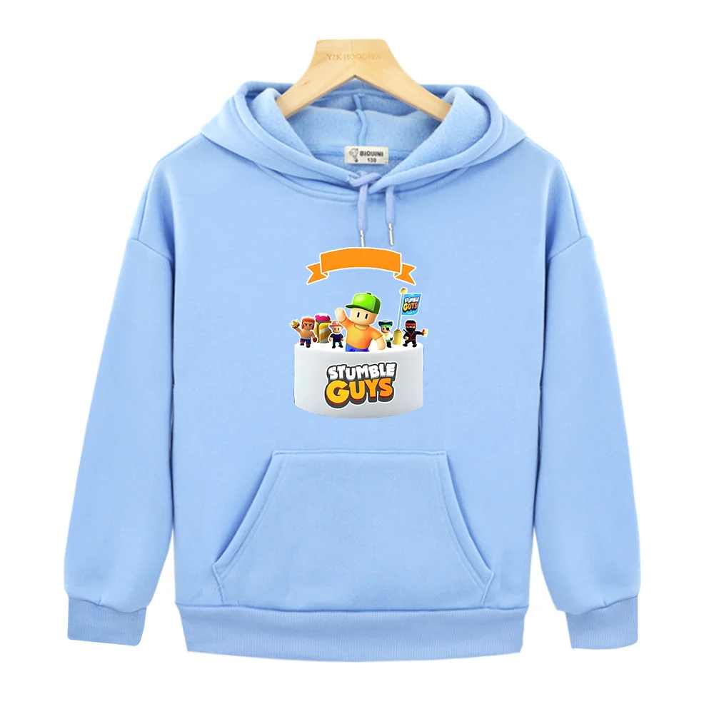 

Stumble Guys Hoodies Kawaii Graphic Printing Casual Sweatshirt with Hooded Cartoon Boys and Girls Children Pullovers Autumn Warm