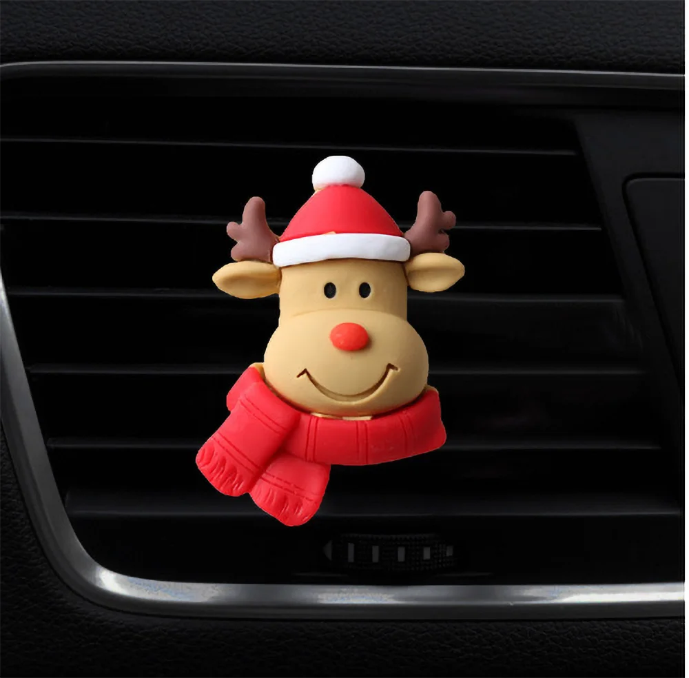 Christmas Car Decor Gift Air Vent Clips Fresheners Clip Santa Claus Snowman Tree Decorations