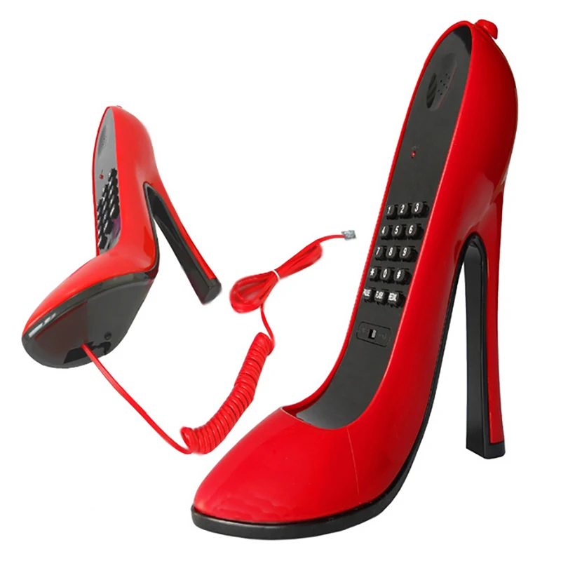 

Corded Phone High-Heeled Shoes Shape Telephone Landline with Redial, LED Indicator, Automatic Switch Answer, PULSE / TONE Pulse