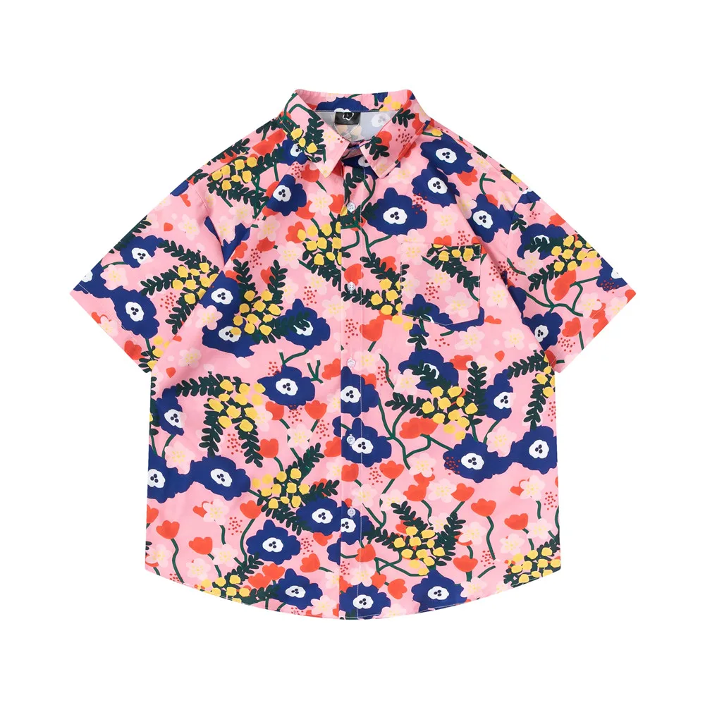 

OSCN7 Casual Printed Short Sleeve Shirt Men Street 2022 Hawaii Beach Oversize Women Fashion Harujuku Shirts for Men D2322