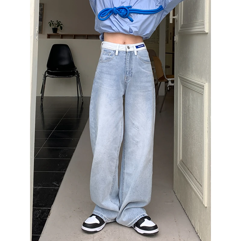 

Baggy Straight Jeans Women Y2k 2022 New Fashion Winter High Waisted Jeans Casual Long Pants Vintage Denim Trouser Streetwear