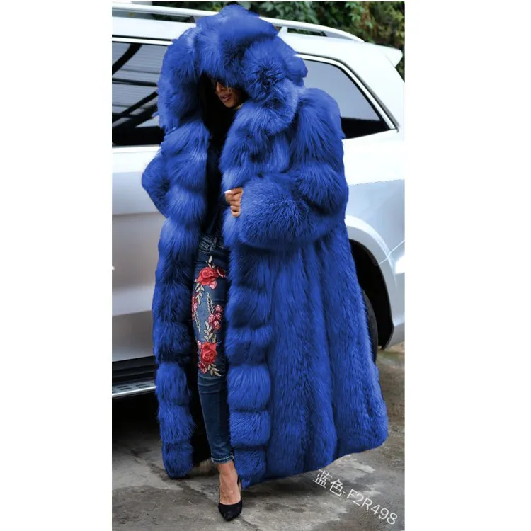 Faux Fur Coats Winter 2023 Women Solid Fashion Cardigan Long Outwear Female Luxury Hooded Long Sleeve Warm Thick Fluffy Jacket