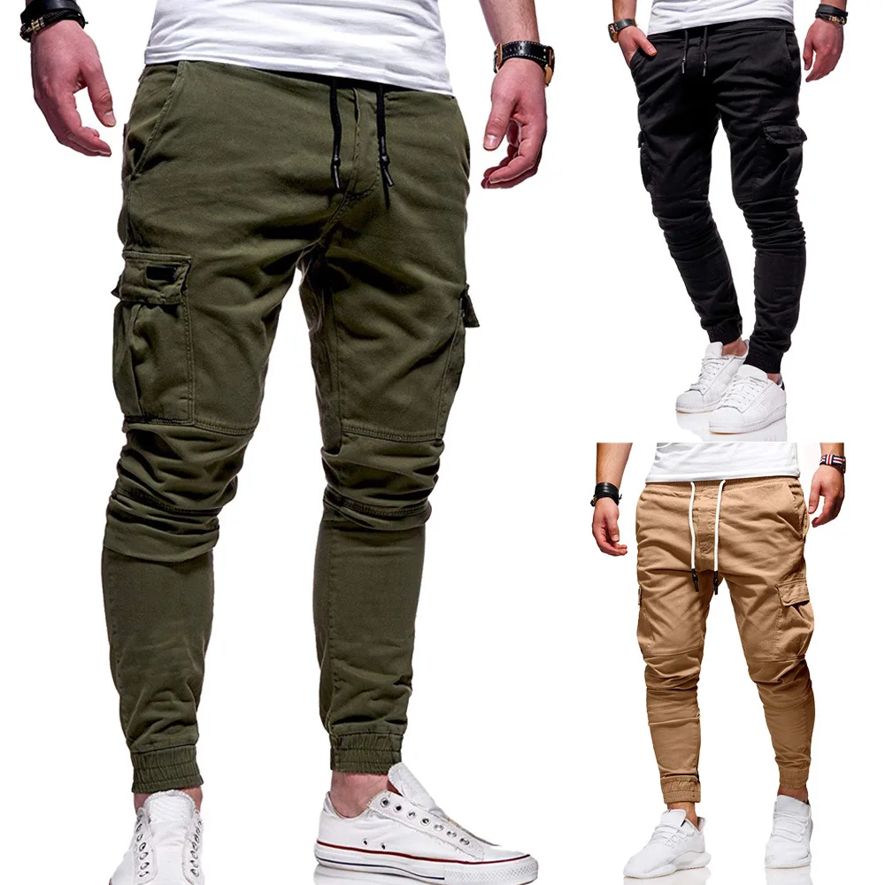

2023 Men's Cargo Pants Jogging Pants Jogging Casual Drawstring Elastic Waist Solid Color Sports Outdoor Running Streetwear