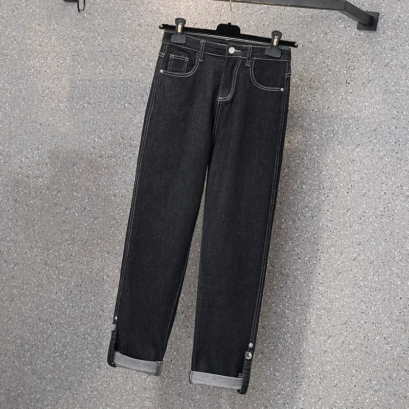 Широкие джинсы Y2K с пуговицами и манжетами капри для мам винтажная уличная одежда