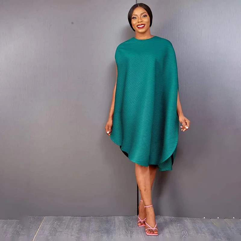 Плиссированное Классическое однотонное платье миаке без рукавов с круглым