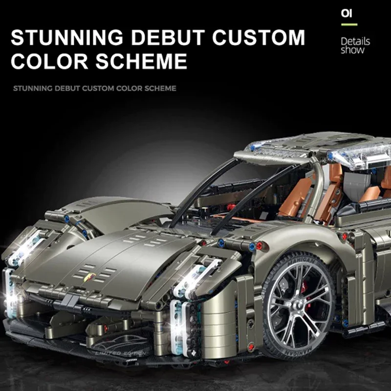 Технический MOC GULY 10626 RC Concept Sports Car Mission X Модель 4056 шт. Строительные блоки Сборка