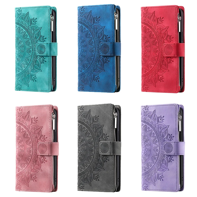 Lanyard Flip Leather Case for iPhone 14 14Plus 14Promax 13 12 12pro 12mini 11 Xsmax XR 7 8Plus 6s Zipper Wallet Multi Card Cover