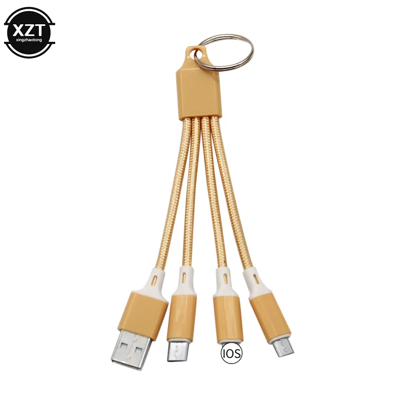 Брелок 3 в 1 USB Type C кабель для iPhone 13 12 11 XS X XR зарядного устройства 2 Micro шнур Xiaomi Redmi -