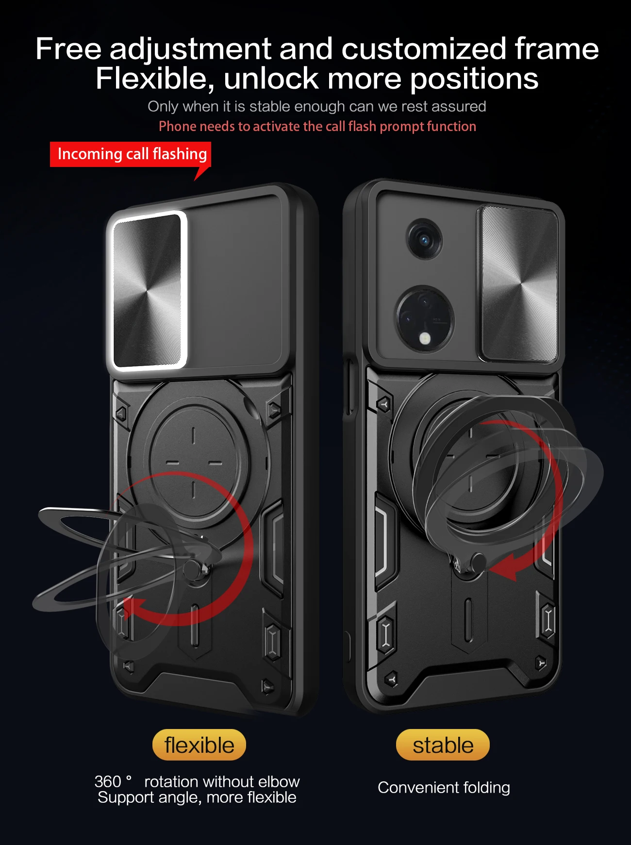 Slide Camera Case for Oppo A1 Pro PHQ110 Luxury Car Mount Magnetic Holder Soft Edges Hard Armor Shockproof Phone Cover OppoA1Pro