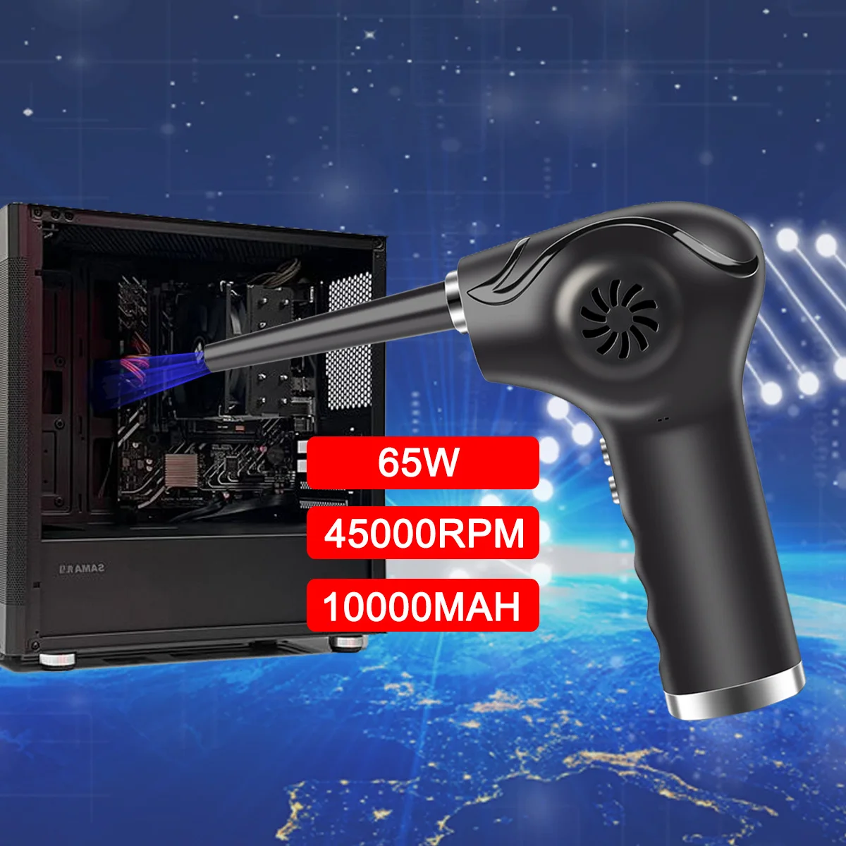 

Wireless Air Duster USB Dust Collector Handheld Compressed Air Blower Gun Cleaning for Computer Laptop Keyboard Camera Cleaning