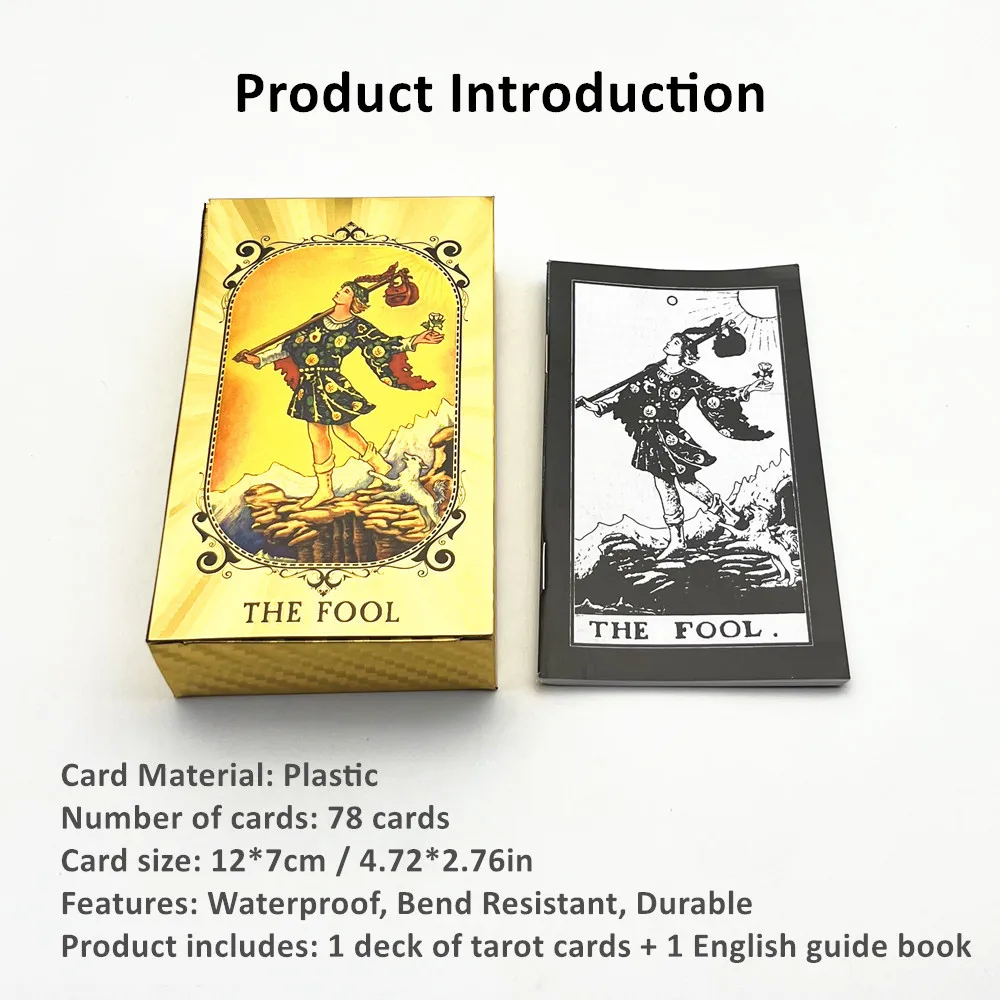 1 колода золотые карты Таро пластиковые серебряные с руководством книга