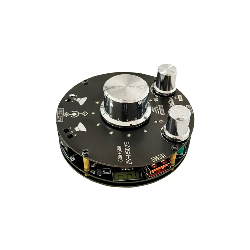 

ZK-R502E Bluetooth 5,0 цифровой усилитель высокой мощности, стереоплата 50 Вт x2, усилитель AMP, домашняя музыка с индикатором громкости