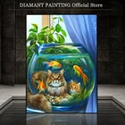 Алмазная 5D Вышивка в виде кота, животных, алмазная живопись, картина рыбы стразы, мозаика, Новое поступление, наборы для вышивки крестиком, домашний декор