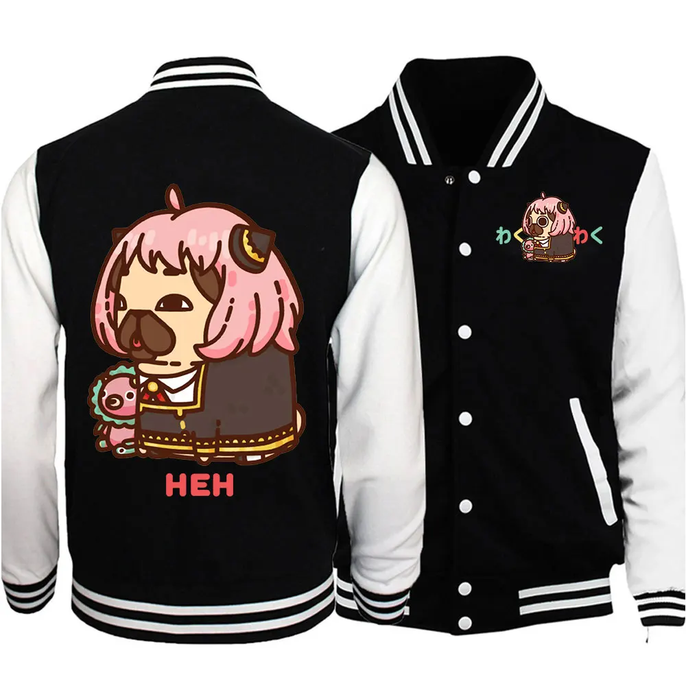 Anime Spy X Family Anya Forger Baseball Uniform Oversized Bomber Men's Women's Varsity Jackets Streetwear Coats Unisex Outerwear