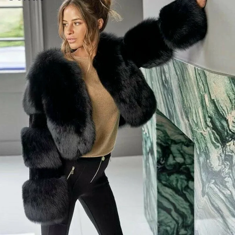 Warm Winter Women Clothing Faux Fur Coat Women Over Size Clothing for Women 2XL Winter Coats Fur Coats Jackets Fluffy Overcoats